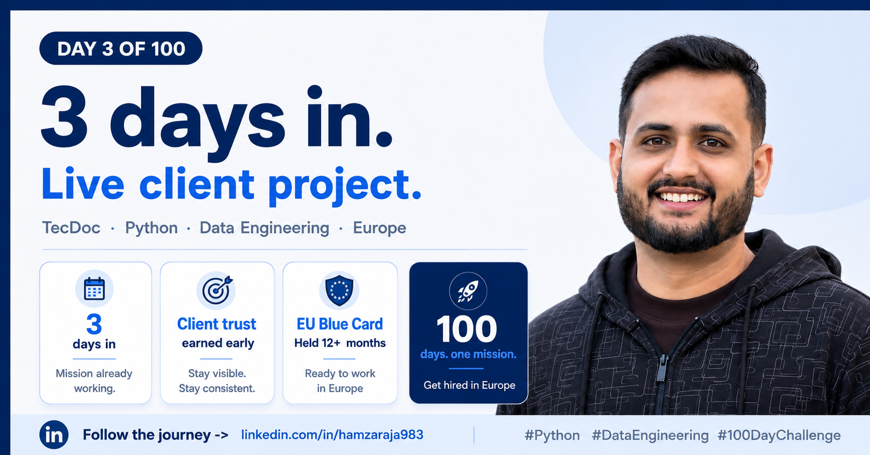 Day3: I'm giving myself 100 days to land a job in Europe as a Python or Data Engineer.
